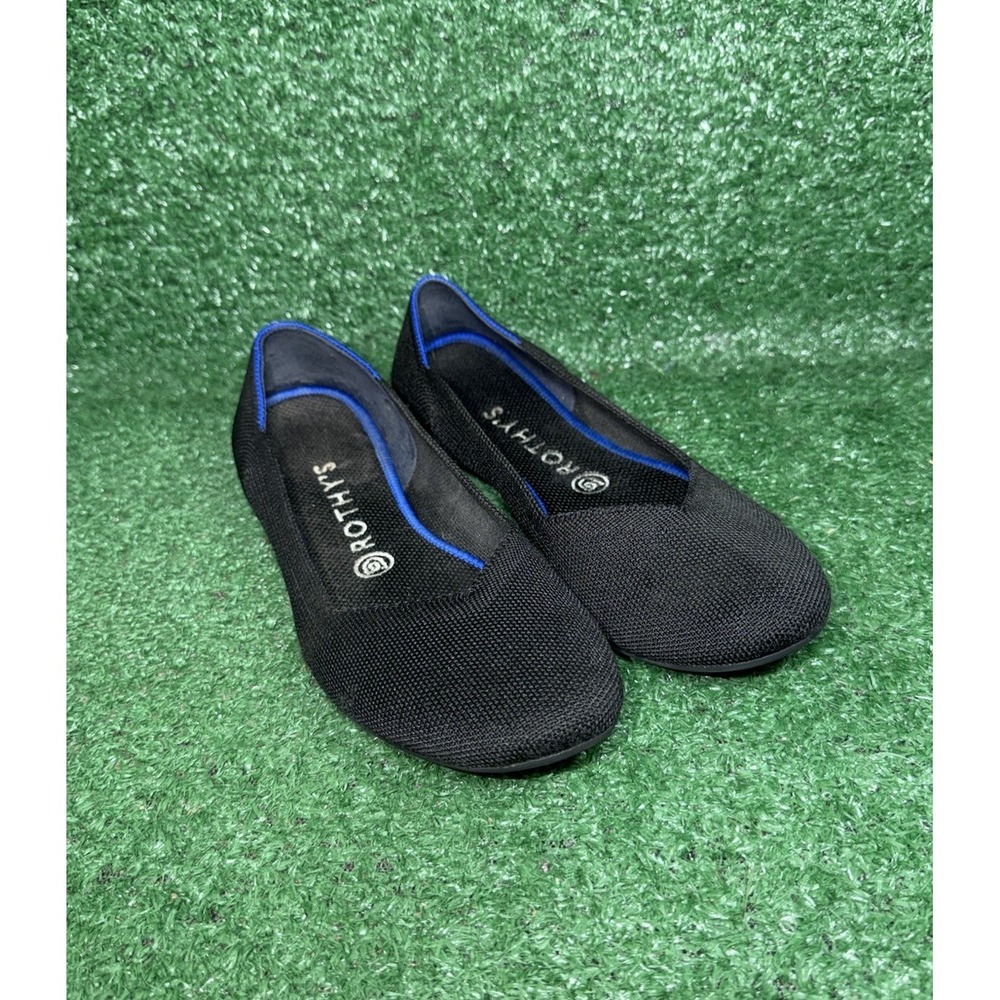 Rothy's Shoes Womens Size 9 Black The Flat Knit Ballet Flats Round Toe Casual